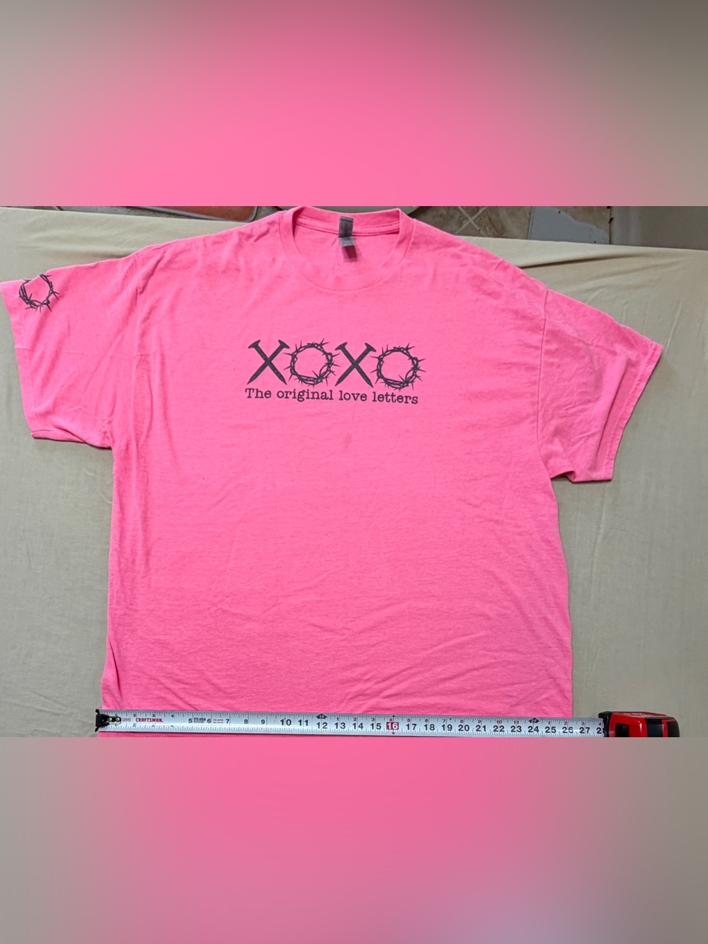 Gildan Heavy Cotton Pink Love Graphic Print Crew Neck Women’s T-Shirt 2XL